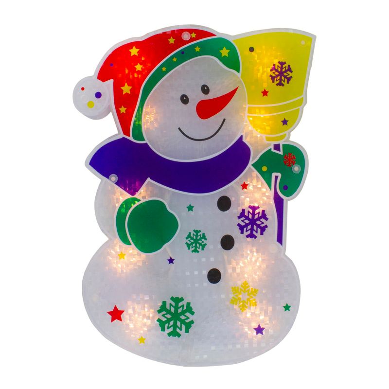 Northlight 12.5" Lighted White Snowman Christmas Window Silhouette Decor, 1 of 4