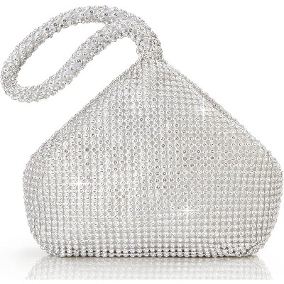Women's Rhinestone Clutch Evening Bags Sparkly Glitter Triangle Purse for 1920s Party Prom Wedding