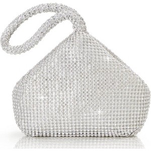 Women's Rhinestone Clutch Evening Bags Sparkly Glitter Triangle Purse for 1920s Party Prom Wedding - 1 of 4