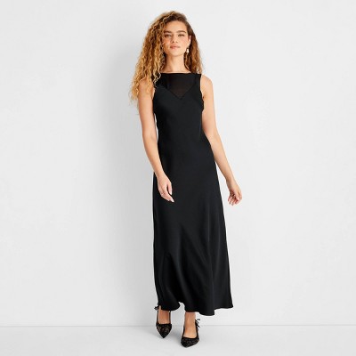 Women's Sleeveless Mixed Media Ankle Slip Dress - Future Collective