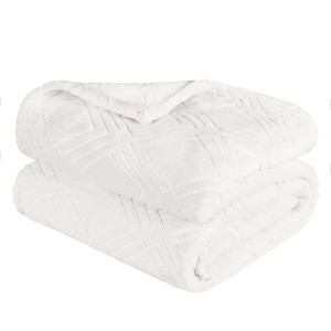 Diamond Flannel Embossed Fleece Blanket by Blue Nile Mills - 1 of 4