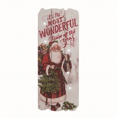 Transpac Wood Multicolor Christmas Light Up Nostalgic Santa Decor