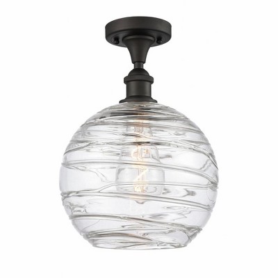 Athens Deco Swirl - 1 Light Semi-Flush Mount In Industrial Style-17 Inches Tall and 12 Inches Wide