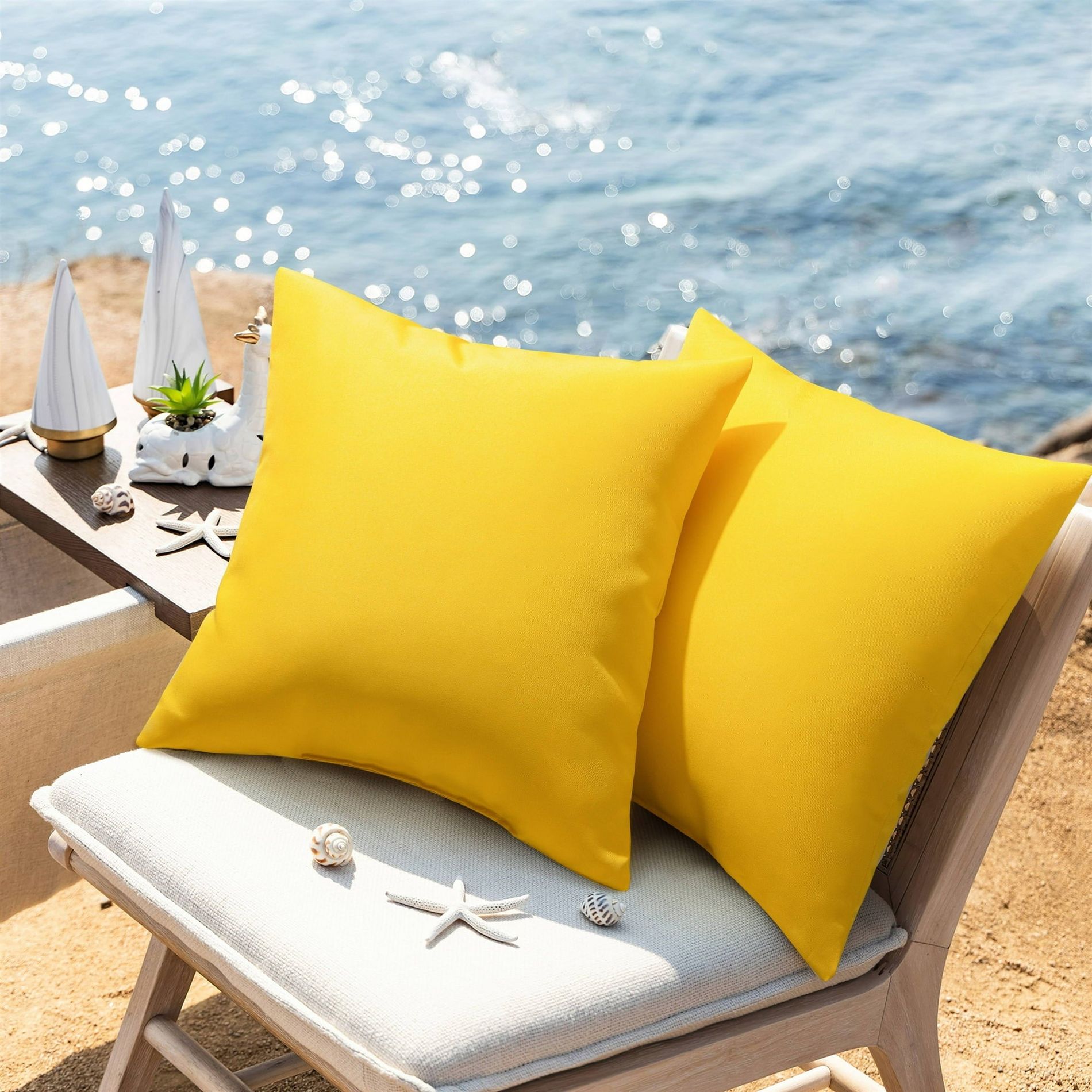 Phantoscope Pack of 2 Square Outdoor Pillow Inserts, Water Resistant Decorative Throw Pillows