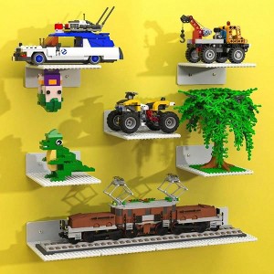 9 - Pack Floating Shelves Wall Storage Display for Building Bricks 5x5.5inch Dual - Sided 16x17 Studs ABS White Room Decor - 1 of 4