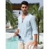 WhizMax Men's Cotton Linen Henley Shirt Lace Up Long Sleeve V Neck Casual Beach Hippie Shirts - 2 of 4
