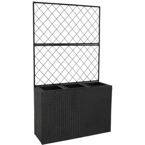 Sunnydaze 3-Section Wicker Planter Box with Trellis for Indoor or Outdoor Use - Black - 1 of 4