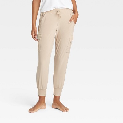 Women's Stretch Woven Taper Cargo Pants - All in Motion™ Khaki M-Short