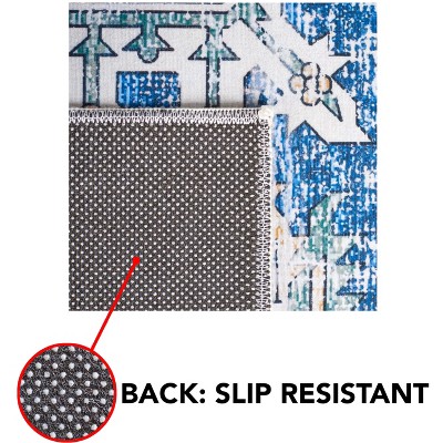 Red Square Stain-Resistant Synthetic Washable Rug