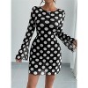 Women's Polka Dot Backless Mesh Long Sleeve Mini Dress, Sheer Party Dress for Night Out & Special Occasions - 2 of 4