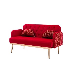 NicBex Loveseat Sofa Modern Comfy Upholstered Tufted Button Sofa Couch with Metal Legs for Bedroom,Living Room,Red - 1 of 4