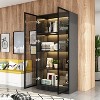 FUFU&GAGA Black Versatitle Display Cabinet with Glass DoorsKitchen Pantry - 2 of 4