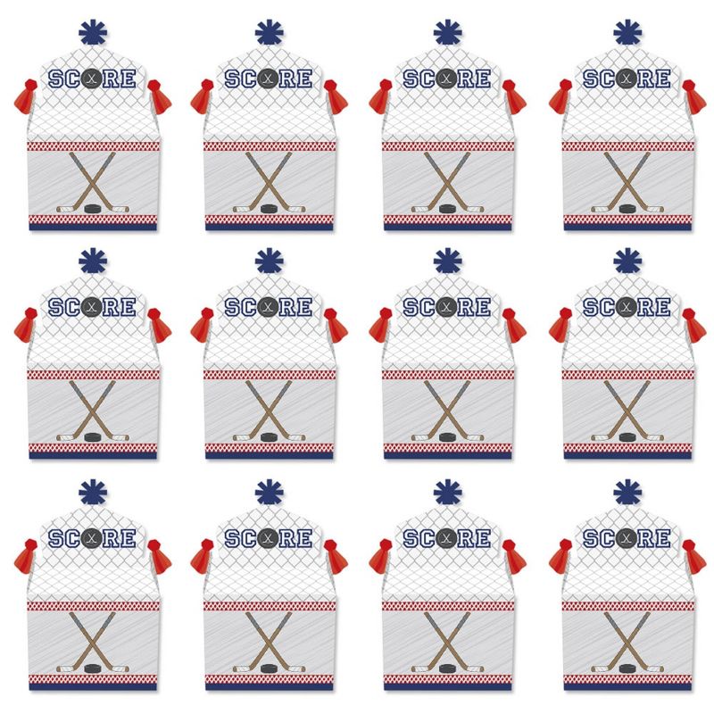 Big Dot of Happiness Shoots and Scores - Hockey - Treat Box Party Favors - Baby Shower or Birthday Party Goodie Gable Boxes - Set of 12, 5 of 9