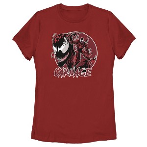Women's Marvel Venom Carnage Mask Circle T-Shirt - 1 of 3