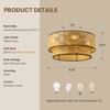 Ludomide 19" Boho Rattan Drum Flush Mount Ceiling Fans with Lights and Remote, Enclosed 2-Tier Woven Caged Low Profile Ceiling Fans for Kitchen - 3 of 4