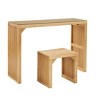 GDFStudio Hux Farmhouse Natural Pine Dining Bench and Table Set with Tempered Glass Top - 3 of 4