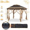 Yaheetech Gazebo Pop Up Canopy for Patio Backyard Garden Wedding Party, Khaki/Brown - image 3 of 4