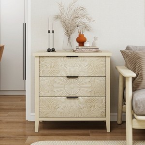 HDZNVF 3 Drawer Embossed Dressers, Suitable for Bedroom, Living Room, Study - 1 of 4