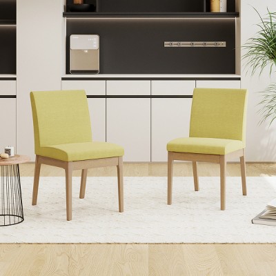 17.5'' Upholstered Dining Chairs Set of 2 with Wood Legs,Contemporary Fabric Accent Chairs for Dining Room-Baofuwish