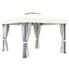 vidaXL Gazebo - Cream White Aluminum with Curtain - Outdoor Canopy - Ideal for Parties, Picnics, BBQs - Includes Mesh Screens and Curtains - 9.8'x9.8' - 4 of 4