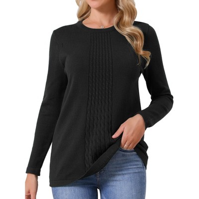 INSPIRE CHIC Women's Crew Neck Long Sleeve Ribbed Knit Casual Sweater Top