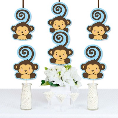 Big Dot of Happiness Blue Monkey Boy - Monkey Decorations DIY Baby Shower or Birthday Party Essentials - Set of 20