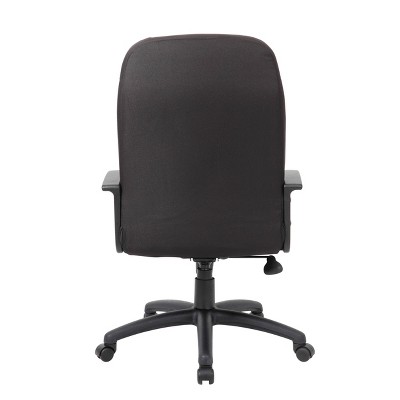 Ergonomic Executive Swivel Office Chair with Lumbar Support, Black Fabric and Wood