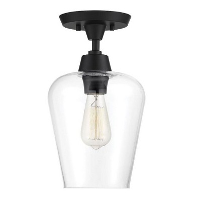 Matte Black Glass Semi-Flush Mount Ceiling Light