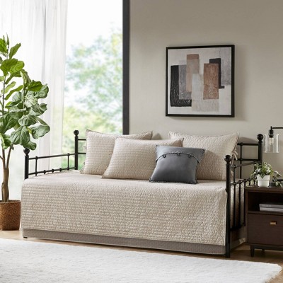 Neutral Plaid Reversible Polyester Daybed Cover Set