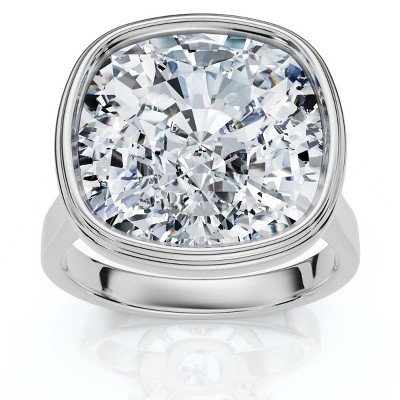 Pompeii3 9mm Cushion Moissanite Bezel Engagement Ring 14k Gold