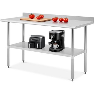 Stainless Steel Prep Table with Backsplash & Adjustable Shelf, 2-Tier Shelf Commercial Work Table for Home - 1 of 4