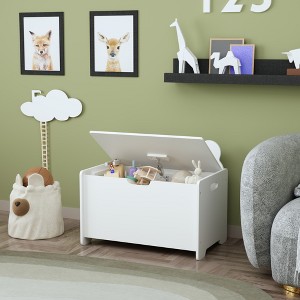 Whisen Kids Toy Box, Children Wooden Organizer Storage Chest with Safety Hinged Lid for Ages 2+ - White - 1 of 4