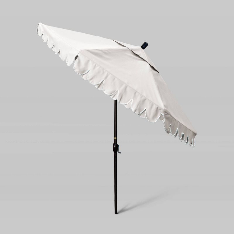 9' Sunbrella Scallop Base Market Patio Umbrella with Push Button Tilt - Bronze Pole - California Umbrella, 3 of 5