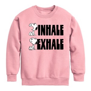 Boys' - Peanuts - Snoopy Inhale Exhale Graphic Long Sleeve Fleece Sweatshirt - 1 of 4