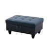 DOMETOUR Peacock Blue Semi-PU Leather Storage Ottoman - Modern Footrest with Hidden Compartment for Living Room, Bedroom or Entryway - 2 of 4