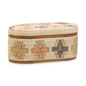 Olivier Cotton Oval Storage Ottoman in Beige - 1 of 4
