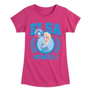 Girls' - Frozen - Elsa Collegiate Fitted Short Sleeve Graphic T-Shirt - 1 of 4