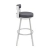 Armen Living 30" Flynn Metal with Faux Leather Swivel Barstool Silver/Gray - 4 of 4
