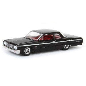 1/64 1964 Chevrolet Biscayne, Black w/ Red Interior California Lowriders 63050-D - 1 of 4