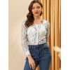 Allegra K Women's Lace Floral Blouse Square Neck Long Sleeve Button-Down Top - image 2 of 4