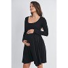Hello Miz Women's Scoop Neck Long Sleeve Maternity Tie Waist Dress - 2 of 4