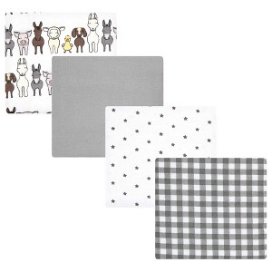 Luvable Friends Hudson Baby Flannel Receiving Blankets 4pk - 1 of 2