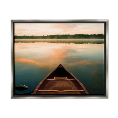 Stupell Industries Canoe on Lake Warm Sunrise Water Reflection
