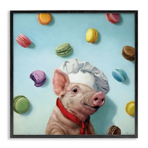Stupell Industries Pig Chef with Playful Macarons Framed Giclee Art - 1 of 4