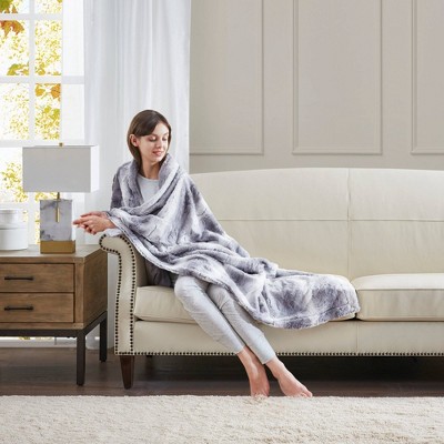 Luxurious Gray 60"x70" Reversible Faux Fur Throw Blanket