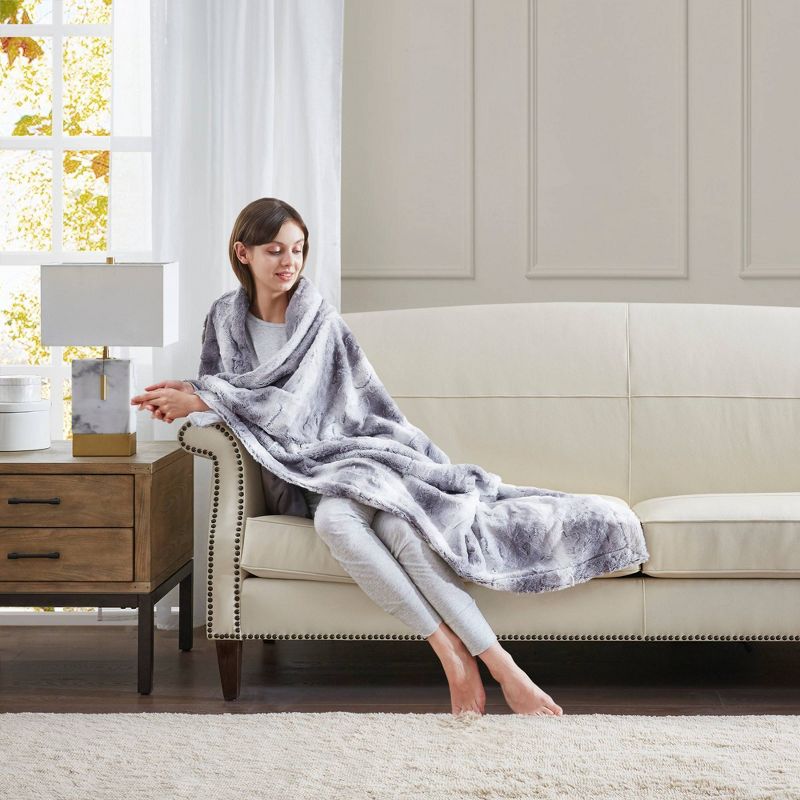 60"x70" Oversized Marselle Faux Fur Throw Blanket - Madison Park , 4 of 7