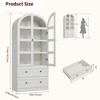 72" Tall Arched Kitchen Pantry Cabinet, Farmhouse Wood Pantry Storage Cabinet with 2 Large Drawers, Glass Door - 2 of 4