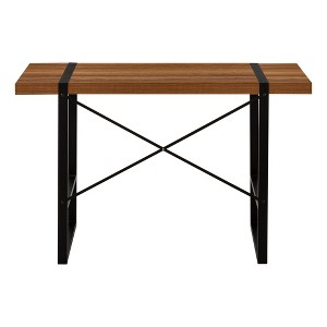 Vynxaria Modern 48" Walnut Laminate Computer Desk with Black Metal Frame Sleek Home Office Workspace for Laptops - 1 of 4