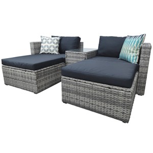 Nestfair 5pc Wicker Patio Conversation Sofa Set with Cushion Gray - 1 of 4