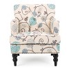 Christopher Knight Home Harrison Tufted Club Chair - White/Blue: Upholstered Accent, Floral Pattern, Hardwood Frame - 2 of 4